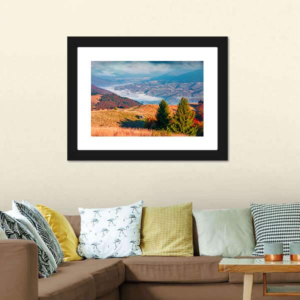 Kolochava Village In Autumn Canvas Wall Art-3 Horizontal-Gallery Wrap-25" x 16"-Tiaracle