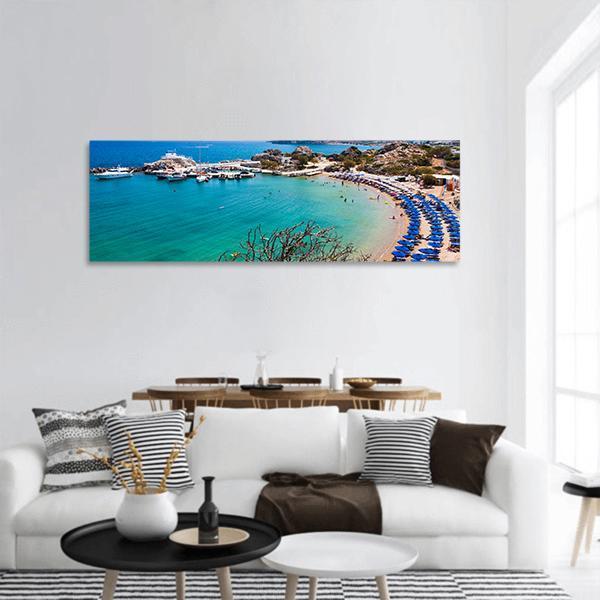 Kolymbia Beach Greece Panoramic Canvas Wall Art-1 Piece-36" x 12"-Tiaracle