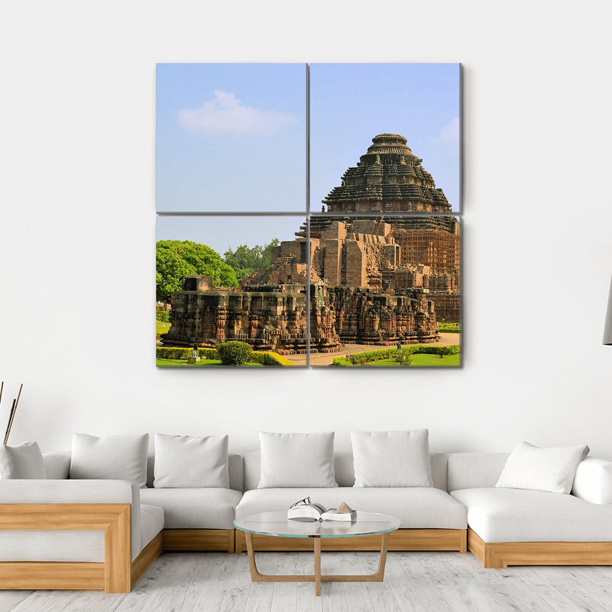 Konark Sun Temple Canvas Wall Art-4 Square-Gallery Wrap-17" x 17"-Tiaracle