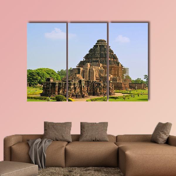 Konark Sun Temple Canvas Wall Art-3 Horizontal-Gallery Wrap-37" x 24"-Tiaracle