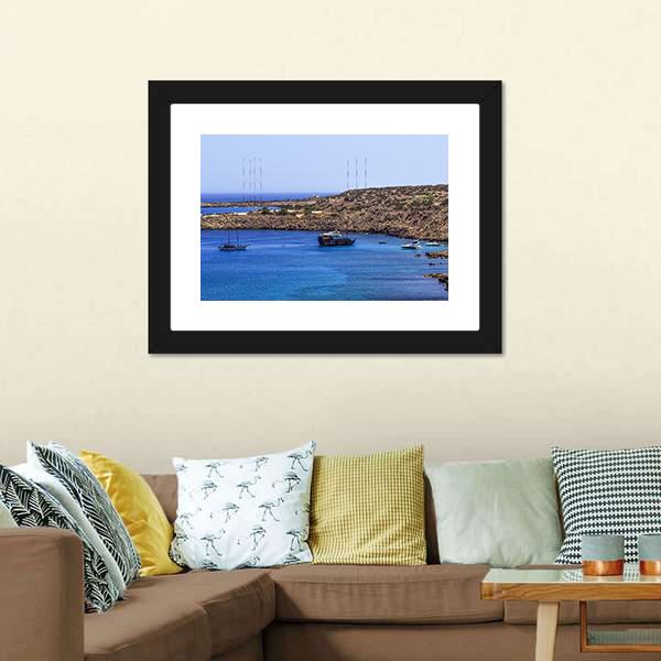 Konnos Bay Coastline Panoramic Canvas Wall Art-1 Piece-36" x 12"-Tiaracle