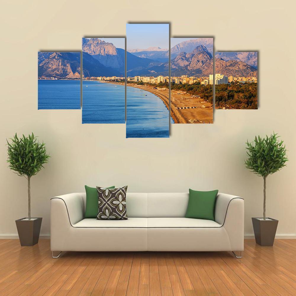 Konyaalti Sand Beach Canvas Wall Art-5 Star-Gallery Wrap-62" x 32"-Tiaracle