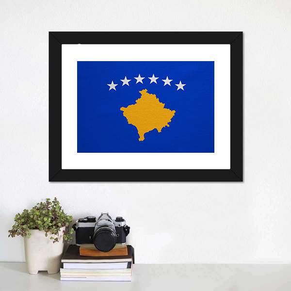 Kosovo Flag Canvas Wall Art-1 Piece-Framed Print-20" x 16"-Tiaracle