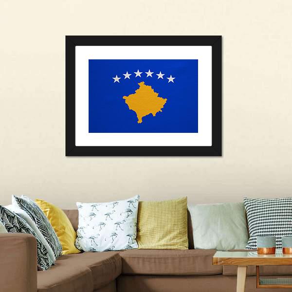 Kosovo Flag Canvas Wall Art-5 Horizontal-Gallery Wrap-22" x 12"-Tiaracle