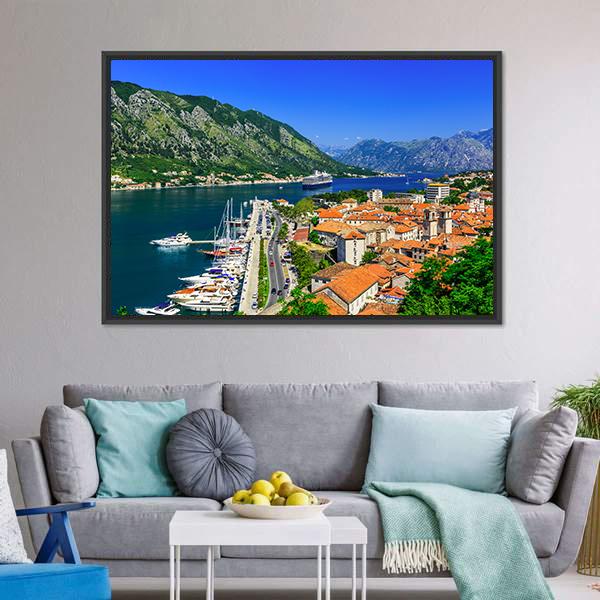 Kotor Bay & Old Town Canvas Wall Art-3 Horizontal-Gallery Wrap-25" x 16"-Tiaracle