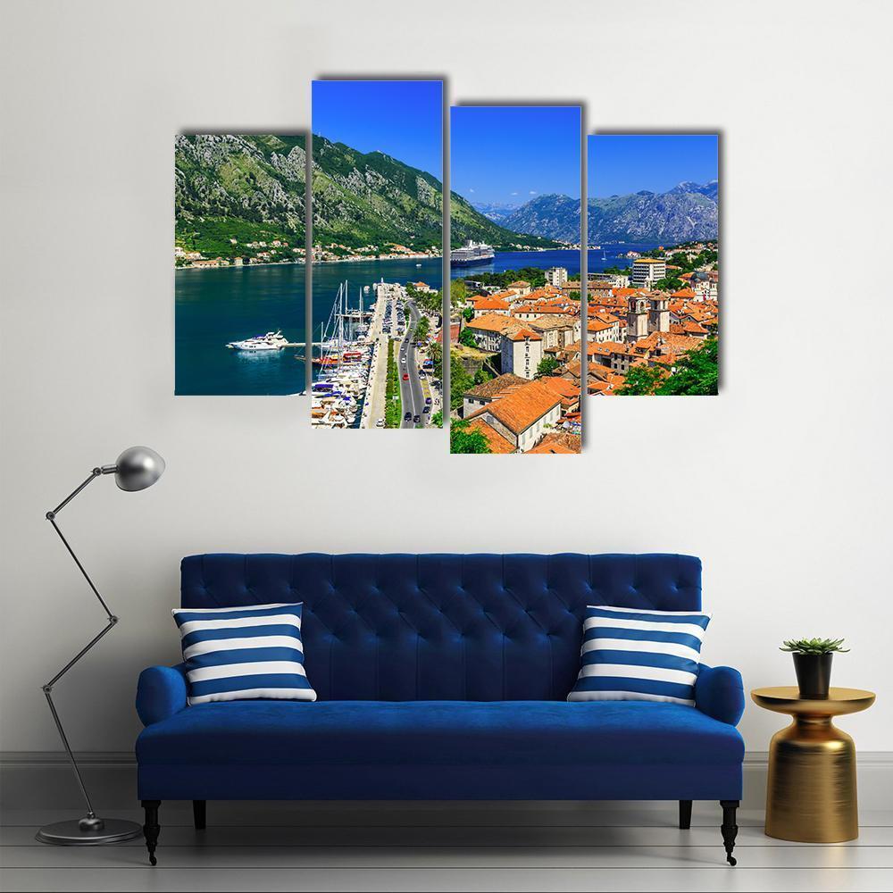 Kotor Bay & Old Town Canvas Wall Art-4 Pop-Gallery Wrap-50" x 32"-Tiaracle