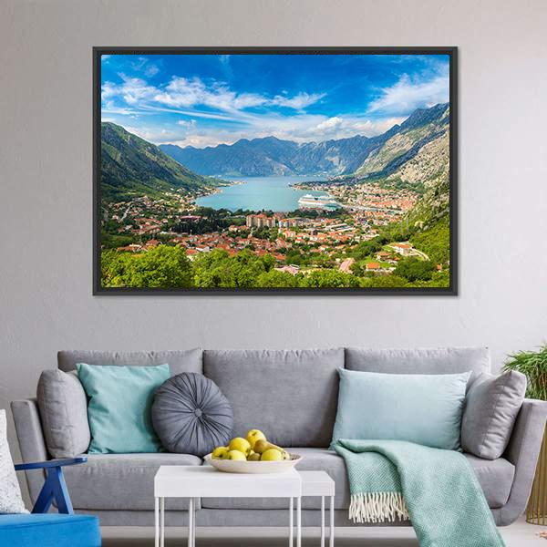 Kotor Town Montenegro Canvas Wall Art-3 Horizontal-Gallery Wrap-25" x 16"-Tiaracle