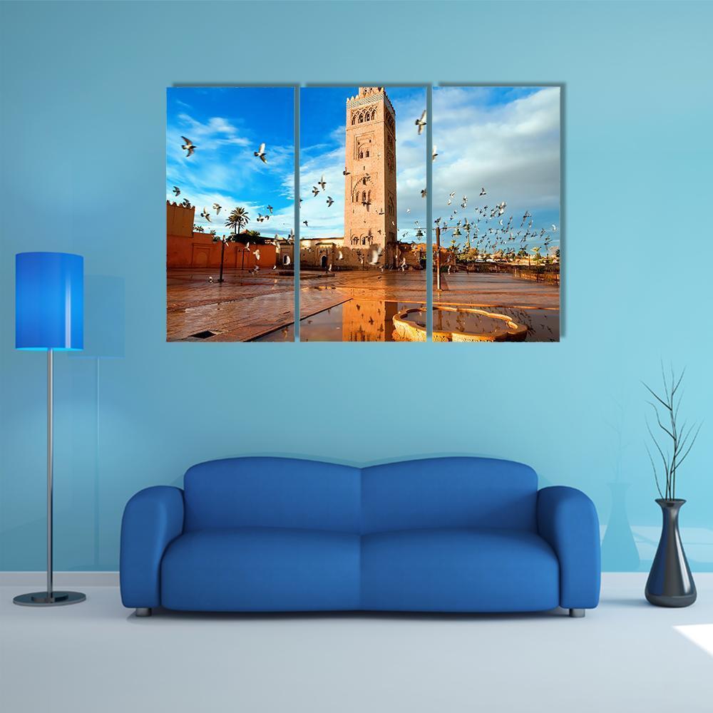 Koutoubia Mosque Morocco Canvas Wall Art-3 Horizontal-Gallery Wrap-37" x 24"-Tiaracle