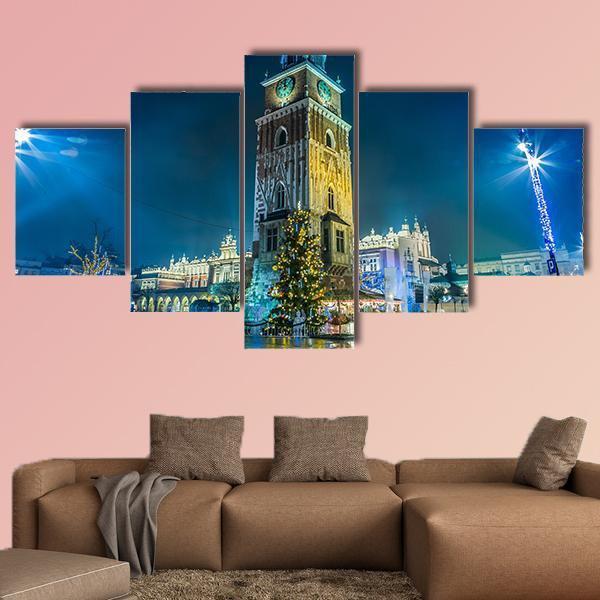 Krakow Old City Canvas Wall Art-5 Star-Gallery Wrap-62" x 32"-Tiaracle