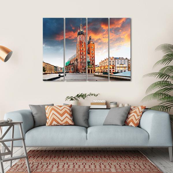 Krakow Old Town Canvas Wall Art-4 Horizontal-Gallery Wrap-34" x 24"-Tiaracle