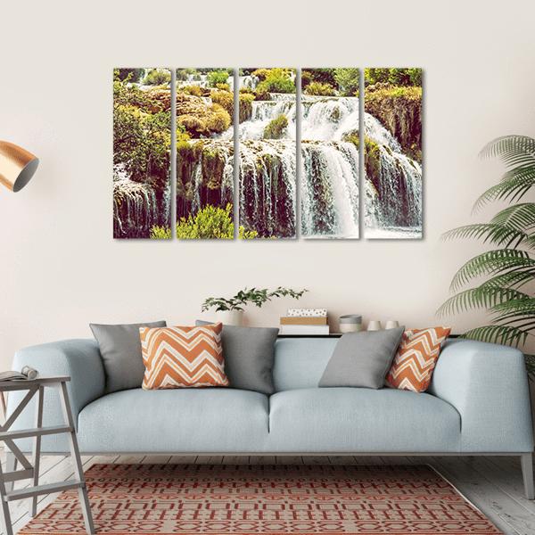 Krka Waterfalls Croatia Canvas Wall Art-5 Horizontal-Gallery Wrap-22" x 12"-Tiaracle