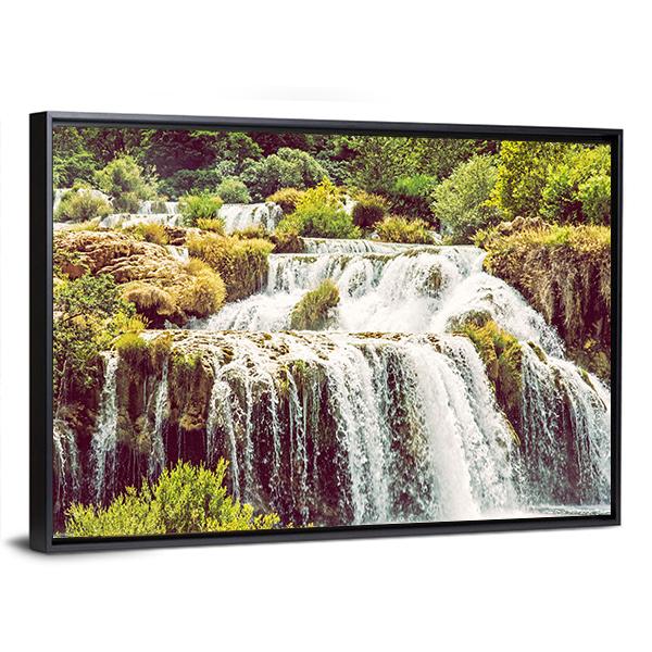 Krka Waterfalls Croatia Canvas Wall Art-5 Horizontal-Gallery Wrap-22" x 12"-Tiaracle