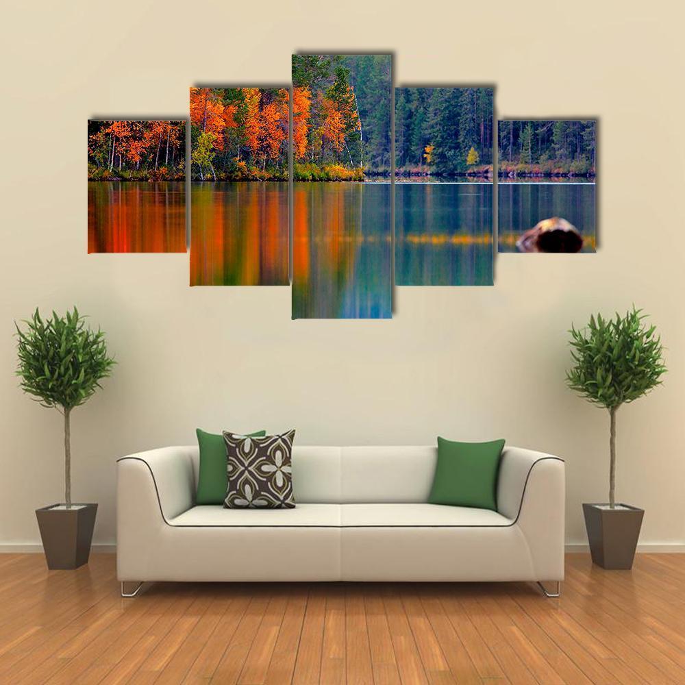 Kuusamo Lake Canvas Wall Art-5 Star-Gallery Wrap-62" x 32"-Tiaracle