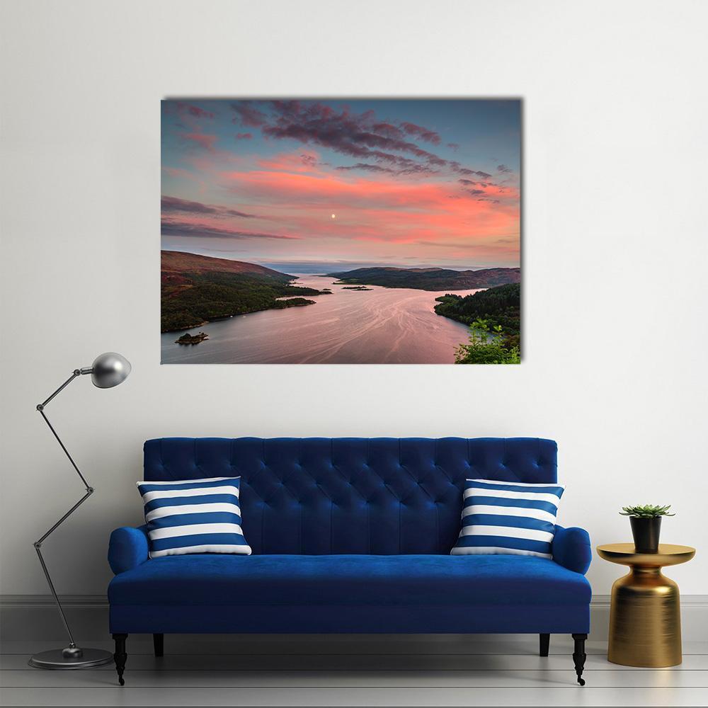 Kyles Of Bute In Twilight Canvas Wall Art-1 Piece-Gallery Wrap-48" x 32"-Tiaracle