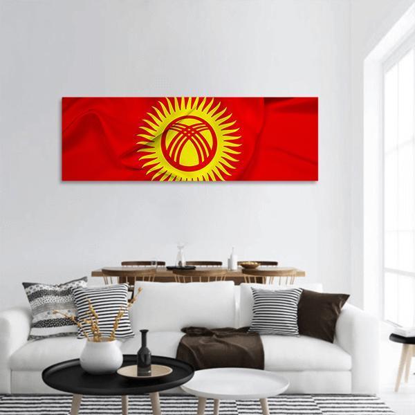 Flag Of Kyrgyzstan Panoramic Canvas Wall Art-1 Piece-36" x 12"-Tiaracle