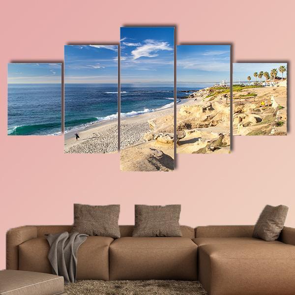 La Jolla Cove Beach California Canvas Wall Art-5 Star-Gallery Wrap-62" x 32"-Tiaracle