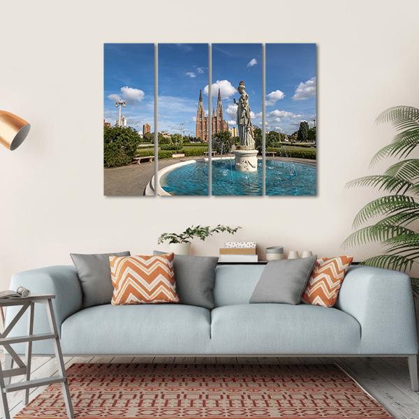 La Plata Cathedral Argentina Canvas Wall Art-4 Horizontal-Gallery Wrap-34" x 24"-Tiaracle