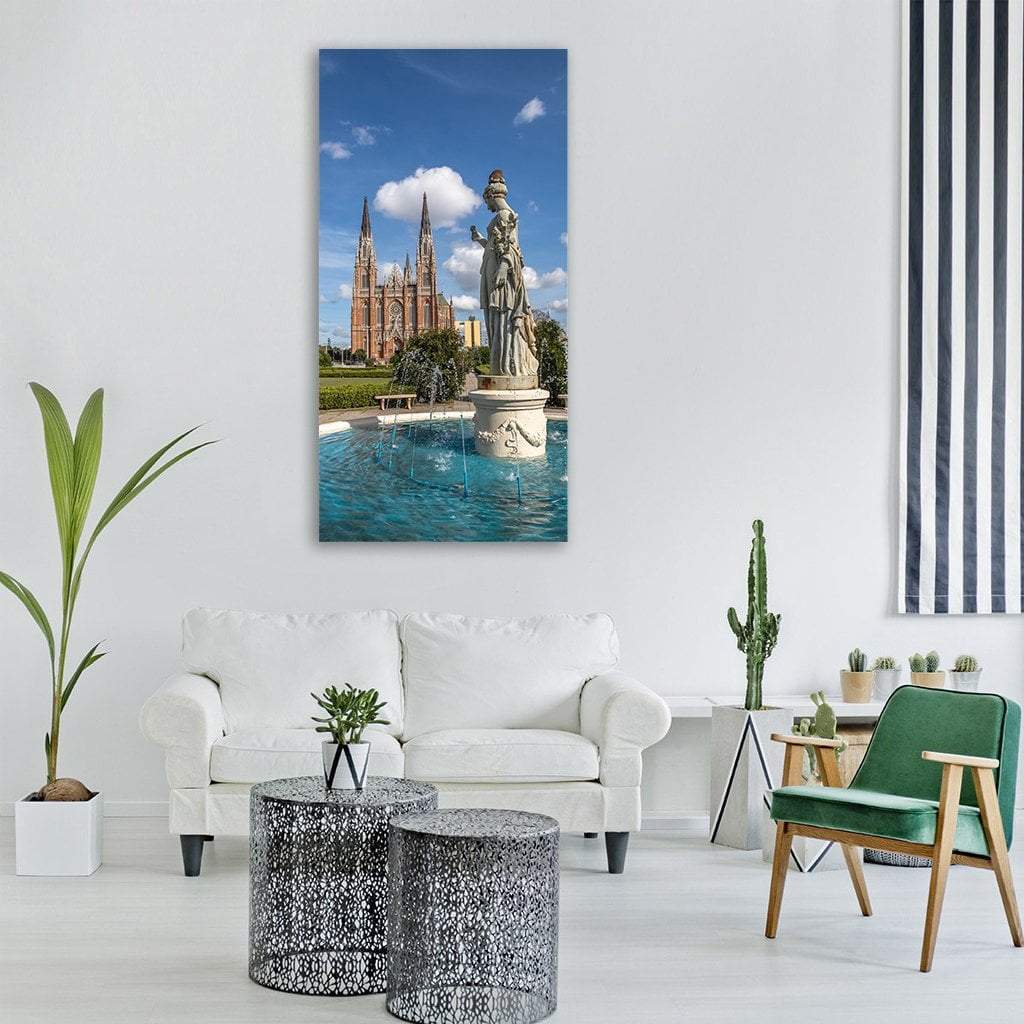 La Plata Cathedral Argentina Vertical Canvas Wall Art-1 Vertical-Gallery Wrap-12" x 24"-Tiaracle