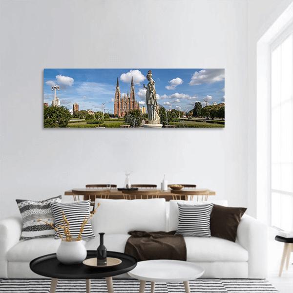 La Plata Cathedral Argentina Panoramic Canvas Wall Art-1 Piece-36" x 12"-Tiaracle
