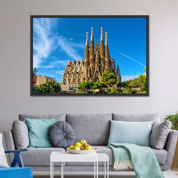 La Sagrada Familia Vertical Canvas Wall Art-3 Vertical-Gallery Wrap-12" x 25"-Tiaracle