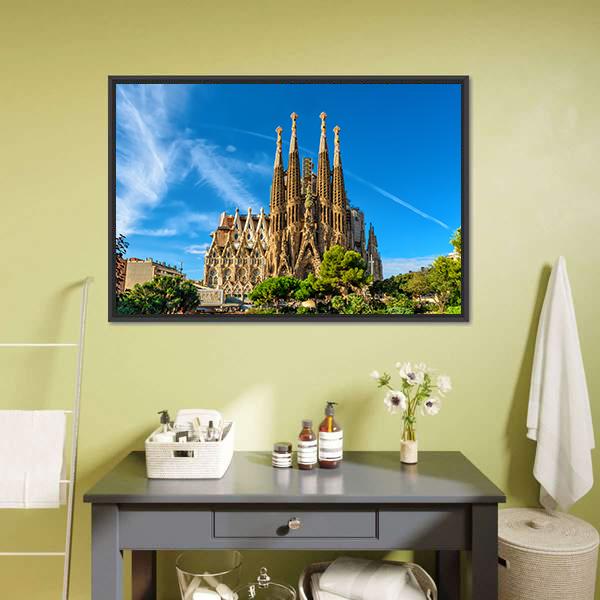 La Sagrada Familia Vertical Canvas Wall Art-3 Vertical-Gallery Wrap-12" x 25"-Tiaracle