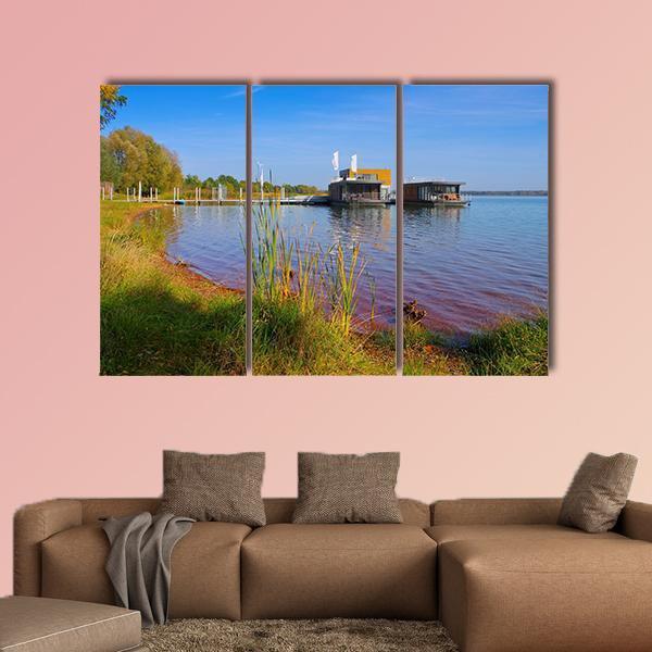 Laasow Swimming Houses Canvas Wall Art-3 Horizontal-Gallery Wrap-25" x 16"-Tiaracle