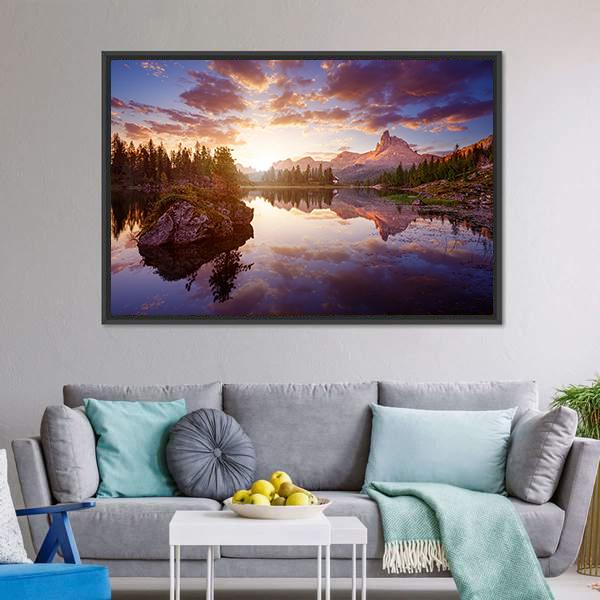 Lago Di Federa Italy Canvas Wall Art-5 Horizontal-Gallery Wrap-22" x 12"-Tiaracle