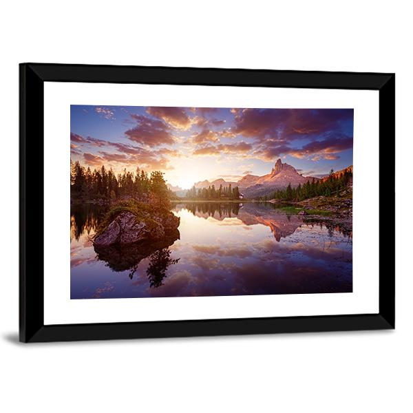 Lago Di Federa Italy Canvas Wall Art-3 Horizontal-Gallery Wrap-25" x 16"-Tiaracle