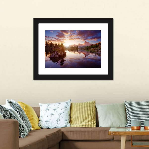 Lago Di Federa Italy Canvas Wall Art-5 Horizontal-Gallery Wrap-22" x 12"-Tiaracle