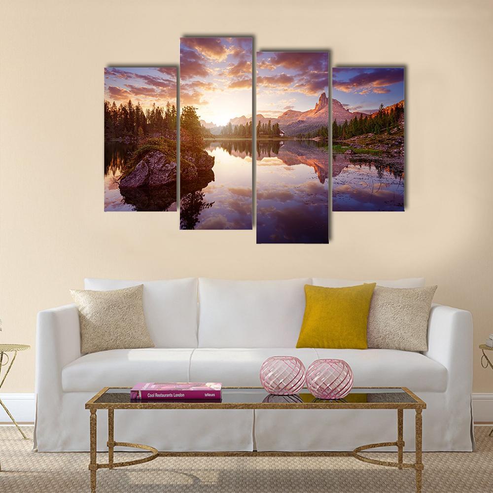 Lago Di Federa Italy Canvas Wall Art-4 Pop-Gallery Wrap-50" x 32"-Tiaracle