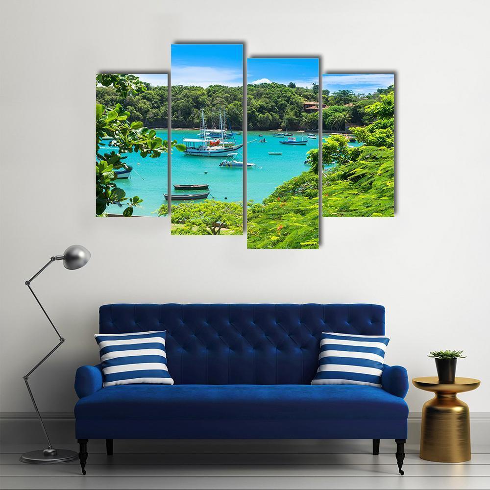 Lagoon In Buzios Canvas Wall Art-4 Pop-Gallery Wrap-50" x 32"-Tiaracle