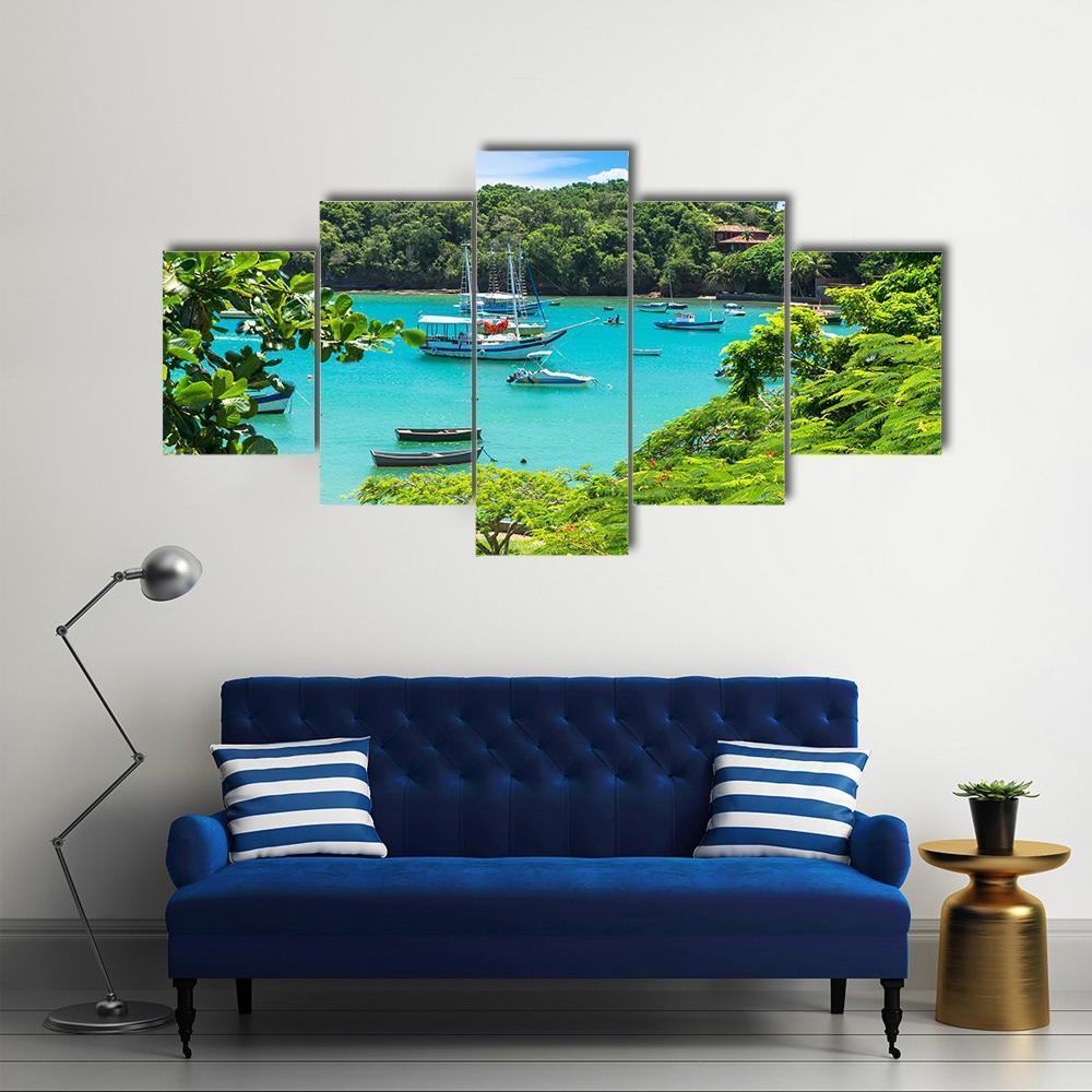Lagoon In Buzios Canvas Wall Art-5 Star-Gallery Wrap-62" x 32"-Tiaracle