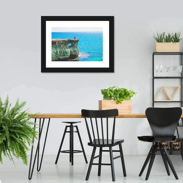 Lagoon In Mediterranean Cyprus Cave Canvas Wall Art-3 Horizontal-Gallery Wrap-25" x 16"-Tiaracle