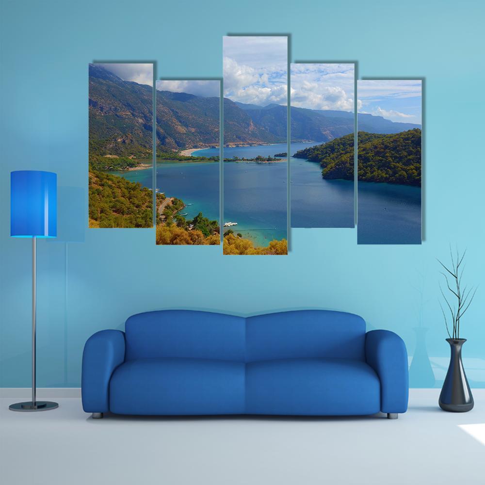 Lagoon Located In Turkey Canvas Wall Art-5 Pop-Gallery Wrap-47" x 32"-Tiaracle