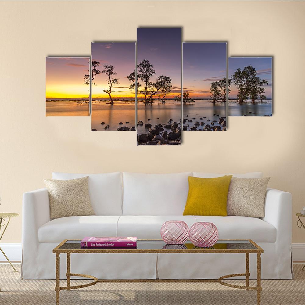 Laguna Beach Canvas Wall Art-5 Star-Gallery Wrap-62" x 32"-Tiaracle