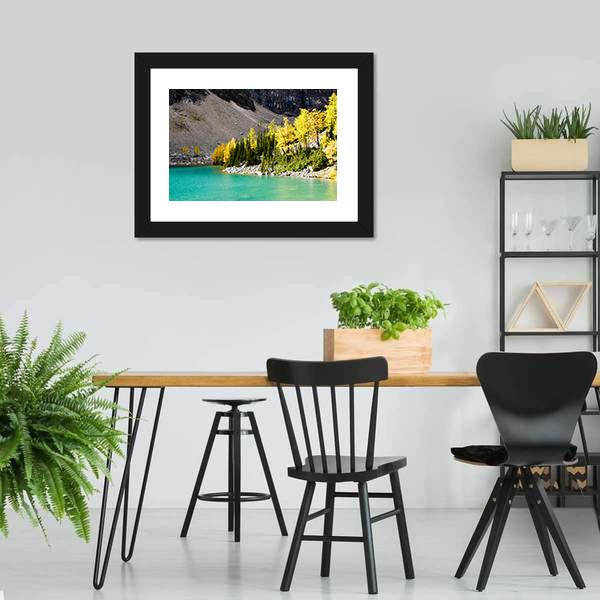 Lake Agnes In Autumn Canvas Wall Art-3 Horizontal-Gallery Wrap-25" x 16"-Tiaracle