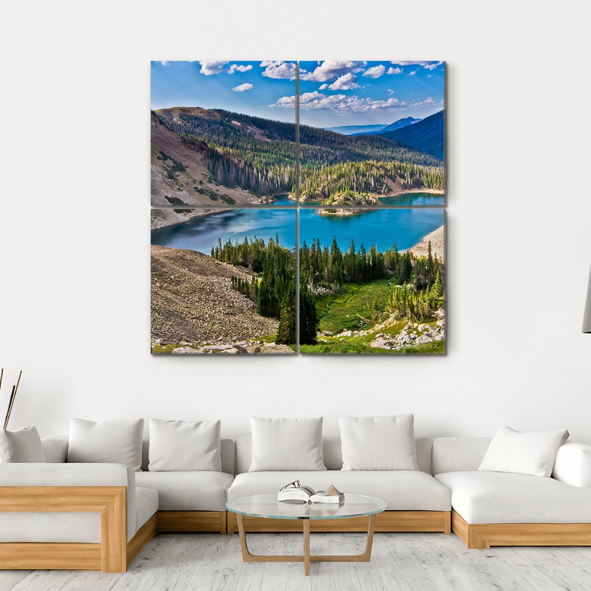 Lake Agnes In Colorado Canvas Wall Art-4 Square-Gallery Wrap-17" x 17"-Tiaracle
