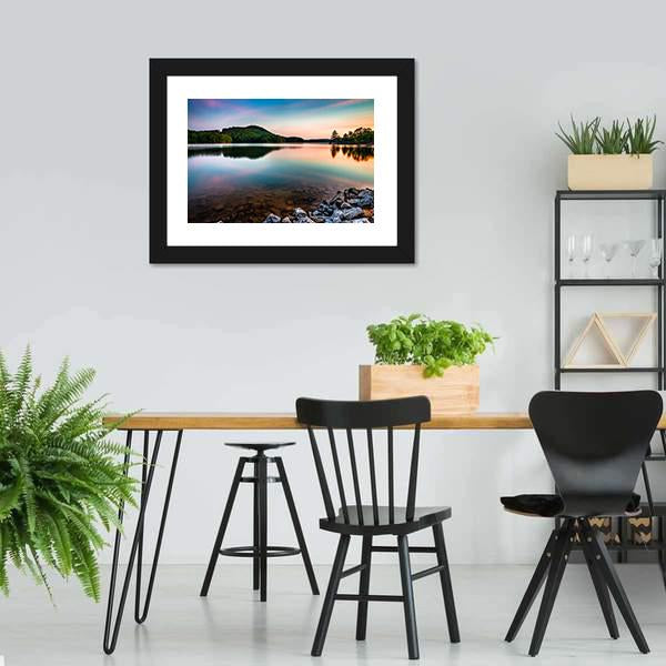 Lake Allatoona At Sunrise Canvas Wall Art-5 Horizontal-Gallery Wrap-22" x 12"-Tiaracle