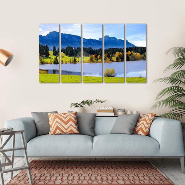 Lake & Alps Mountains Canvas Wall Art-5 Horizontal-Gallery Wrap-22" x 12"-Tiaracle