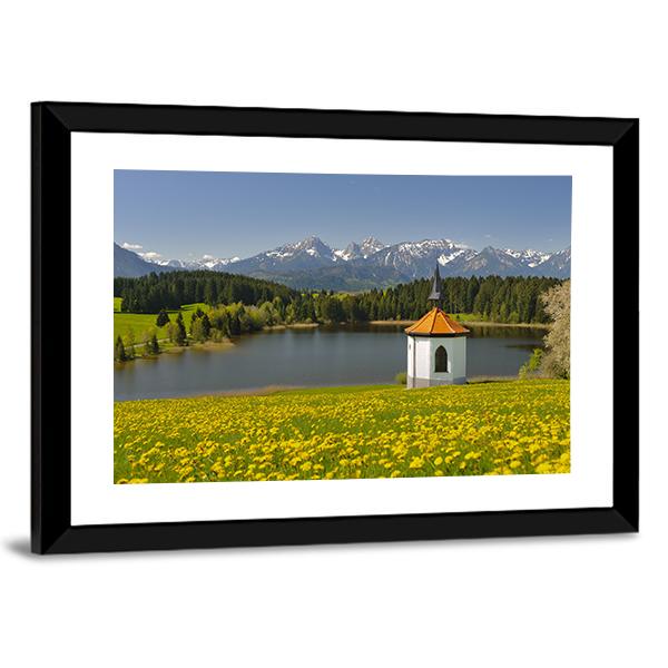 Lake & Alps Mountains In Spring Canvas Wall Art-3 Horizontal-Gallery Wrap-25" x 16"-Tiaracle