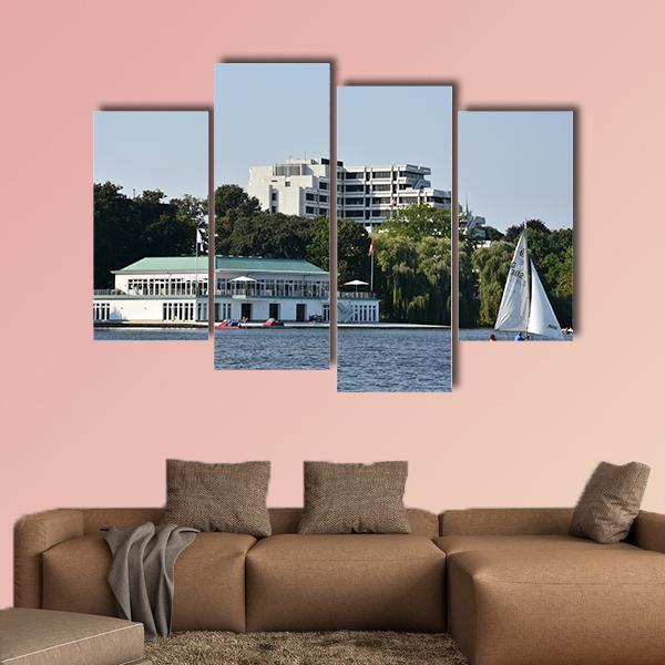 Lake Alster In Hamburg Canvas Wall Art-4 Pop-Gallery Wrap-50" x 32"-Tiaracle