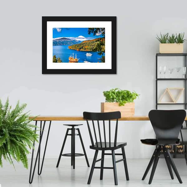 Lake Ashi & Mount Fuji Canvas Wall Art-3 Horizontal-Gallery Wrap-25" x 16"-Tiaracle