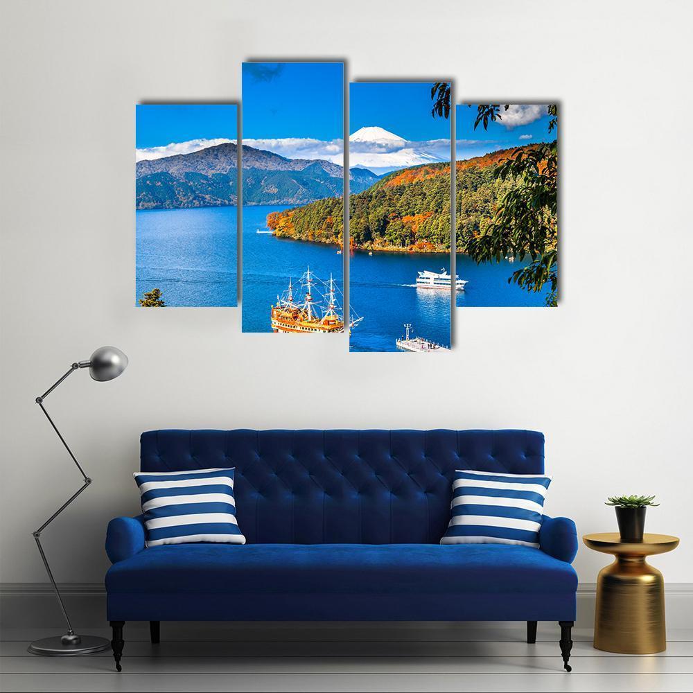 Lake Ashi & Mount Fuji Canvas Wall Art-4 Pop-Gallery Wrap-50" x 32"-Tiaracle