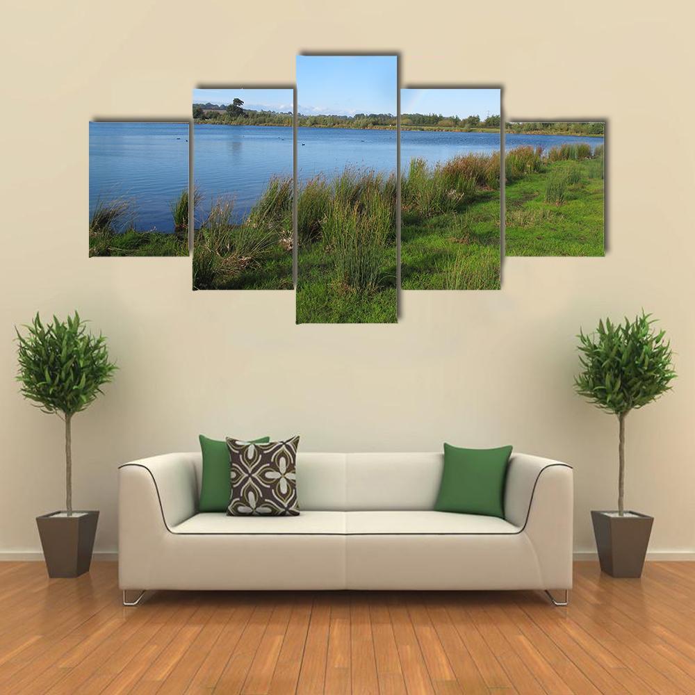 Lake At Hoveringham Canvas Wall Art-5 Star-Gallery Wrap-62" x 32"-Tiaracle