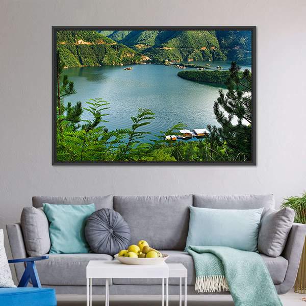 Lake At Vacha River Canvas Wall Art-1 Piece-Floating Frame-24" x 16"-Tiaracle