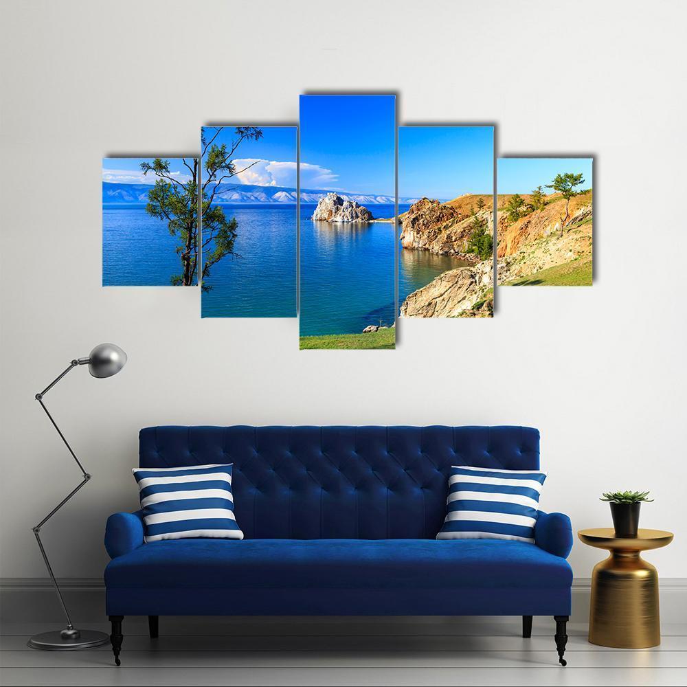 Lake Baikal In Russia Canvas Wall Art-5 Star-Gallery Wrap-62" x 32"-Tiaracle