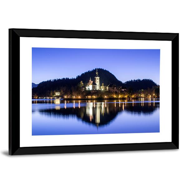 Lake Bled & Church Canvas Wall Art-3 Horizontal-Gallery Wrap-25" x 16"-Tiaracle
