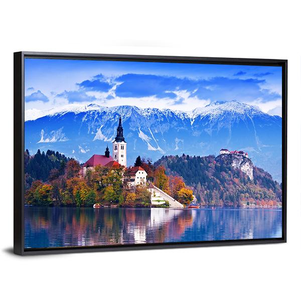 Lake Bled In Slovenia Canvas Wall Art-3 Horizontal-Gallery Wrap-25" x 16"-Tiaracle