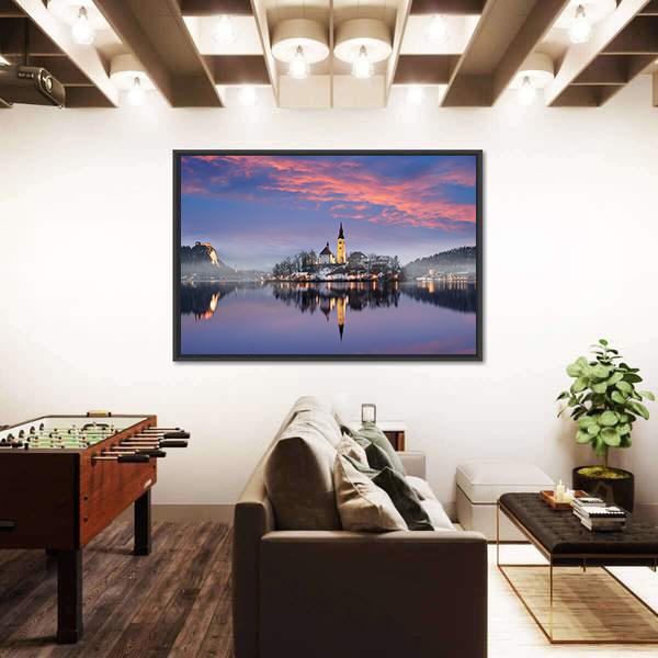 Lake Bled In Winter Canvas Wall Art-5 Horizontal-Gallery Wrap-22" x 12"-Tiaracle