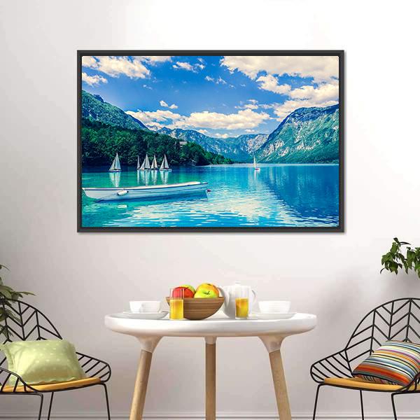 Lake Bled With Luminescent Canvas Wall Art-3 Horizontal-Gallery Wrap-25" x 16"-Tiaracle
